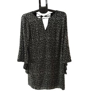 Kaari Blue Black and White Polka Dot Dress